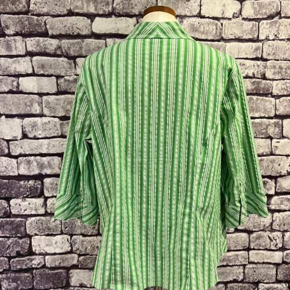 Lane Bryant Green & White 3/4 Sleeve Blouse Size 18/20 - Picture 4 of 8